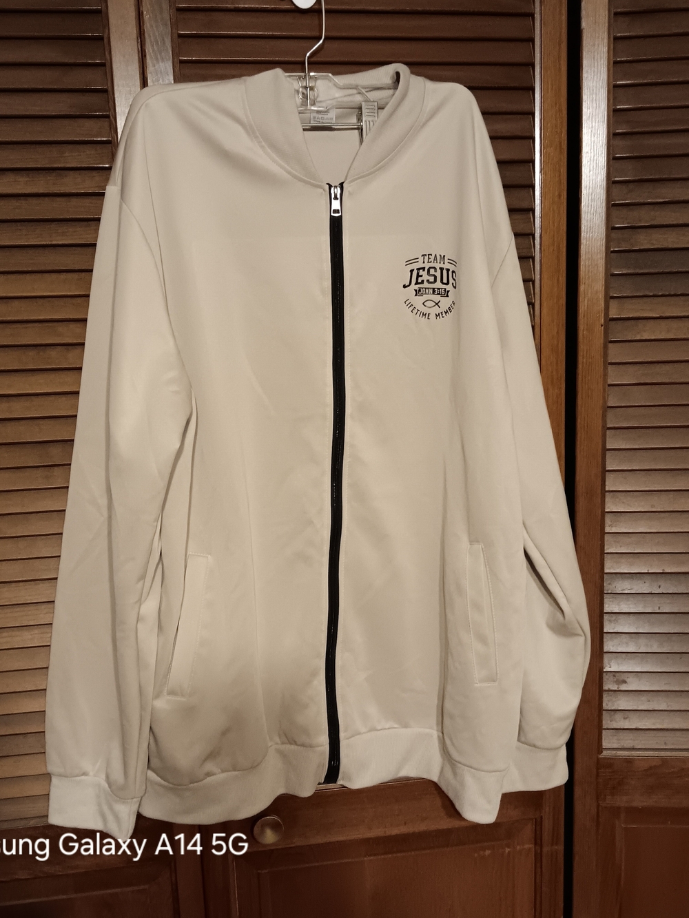 Unbranded Cream Utility Zip-Up Jacket with 'Team Jesus' Chest Detail